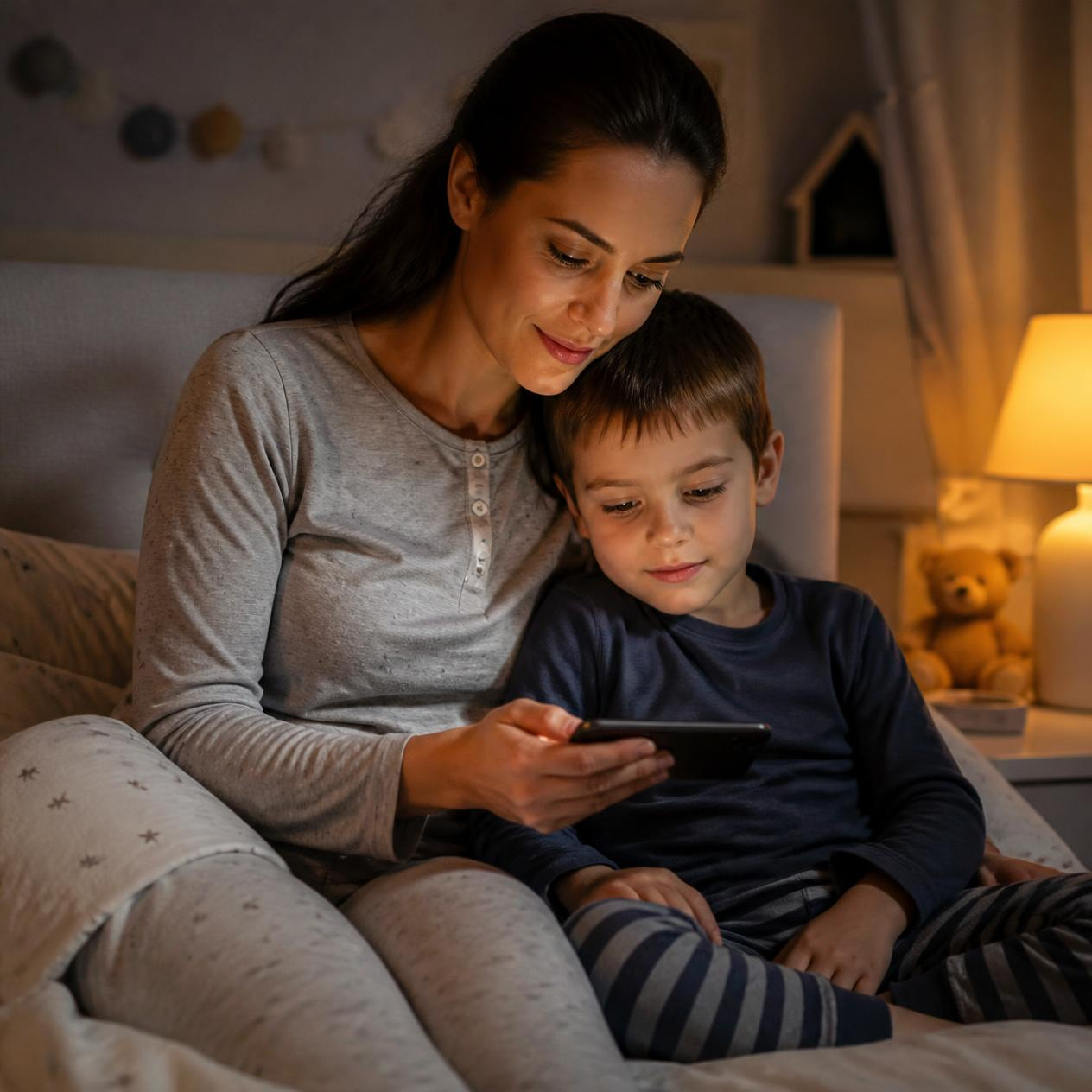 Écoute d'un conte thérapeutique personnalisé au coucher pour apaiser le sommeil d'un enfant