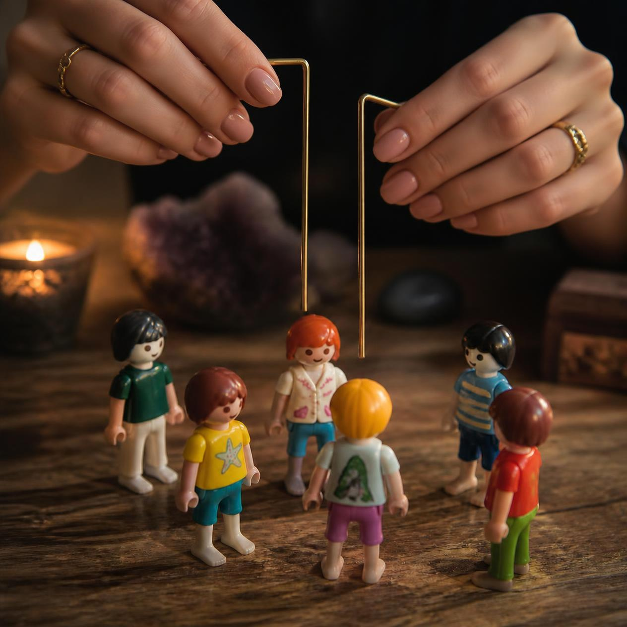 Baguettes de radiesthésie utilisées pour la communication connectée avec les enfants